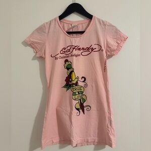 Ed Hardy Light Pink Graphic Tee Vintage